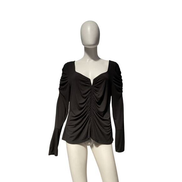 Veronica Beard 'Priyanka' Black Sweetheart Neck Knit Top Size XL - Picture 2 of 5